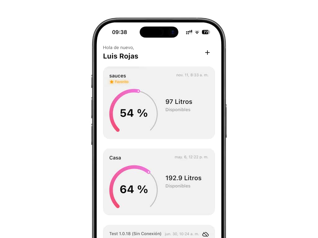 Aplicación Gasometric con varios tanques registrados